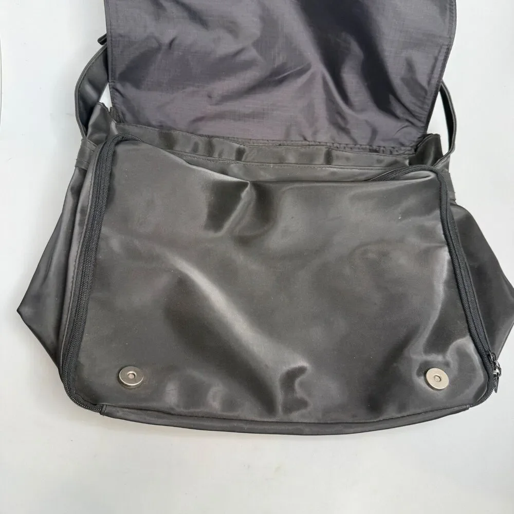 Kenneth Cole Reaction Black Messenger Laptop Bag 14.6” Satin PVC Organizer